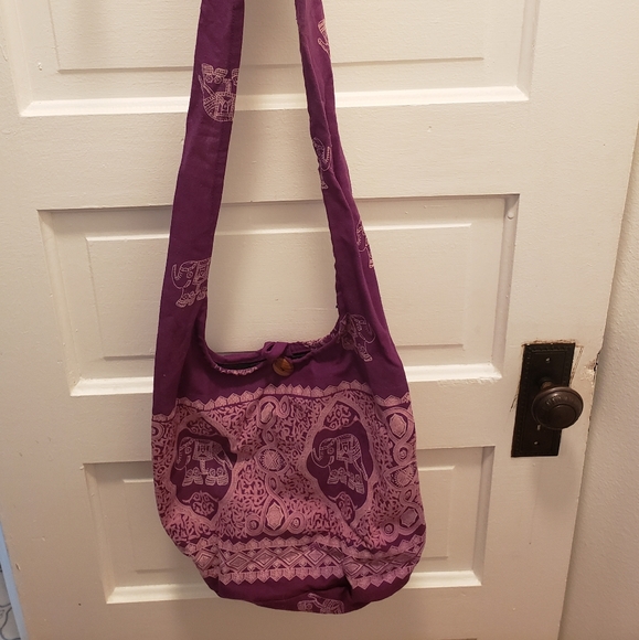 Purple Elephant shoulder bag handmade in Thailand - Picture 1 of 6
